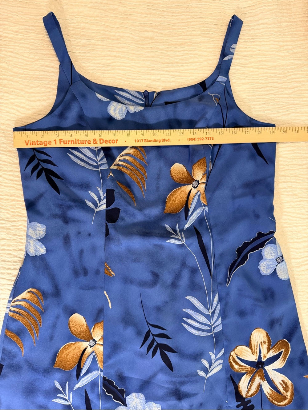 John Roberts Blue Floral Slip Dress Hidden Shorts Adjustable Straps Lightweight - Picture 14 of 14